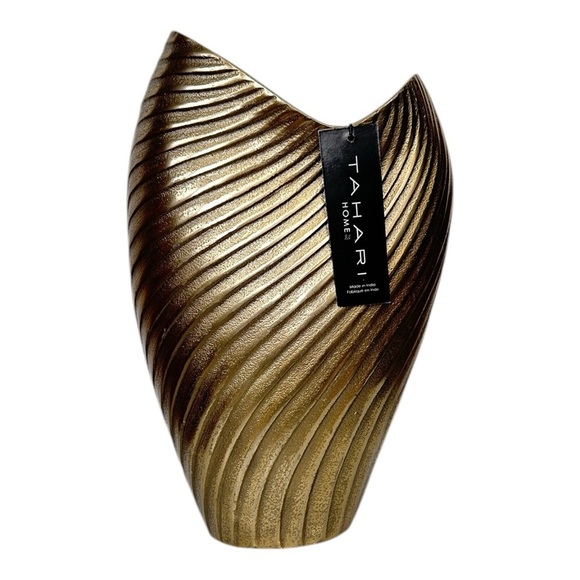 Tahari Home Other - TAHARI HOME Large Brass Metal Abstract Vase 13" x 8" x 4"  Made in India NWT